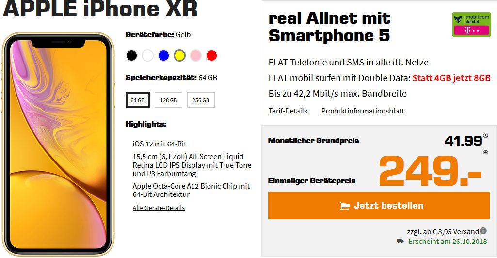 iPhone XR mit Allnet Flat Vertrag