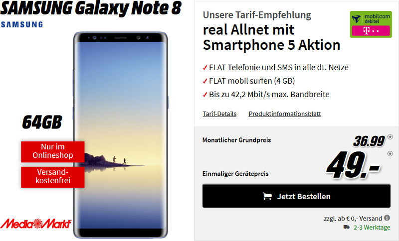 Samsung Galaxy Note 8 Allnet Flat Vertrag