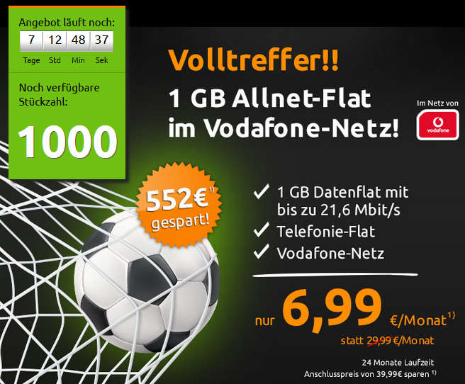 Vodafone Flat Allnet Comfort crash-Tarife Aktion