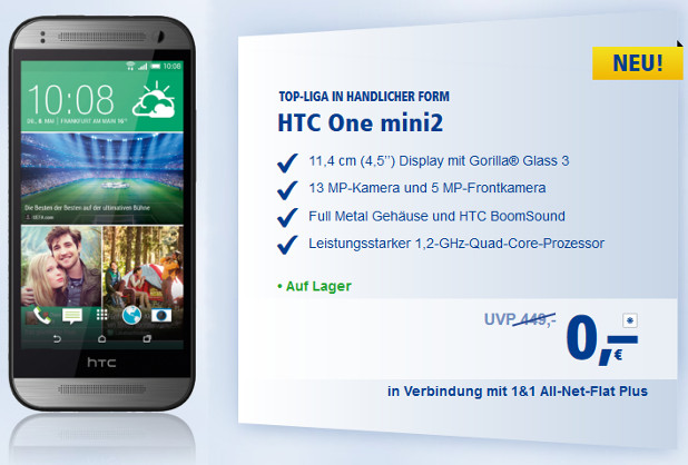 1&1 All-Net-Flat mit HTC One mini