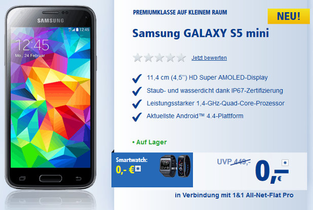 1und1 Allnet Flat Samsung Galaxy S5 mini