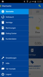 1und1 App Menü