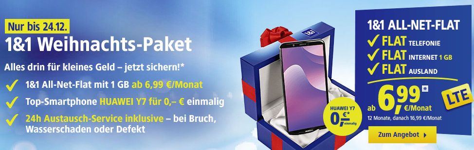 1und1 Weihnachts-Paket Huawei Y7