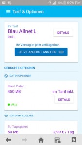 Blau Datenverbrauch messen per App