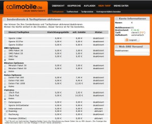 Callmobile Online-Vertragsverwaltung