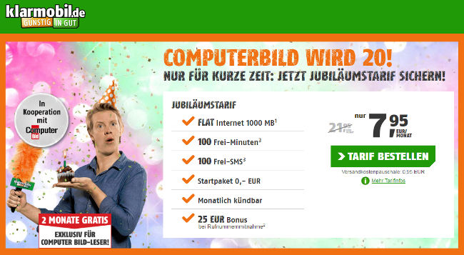 Computer Bild Jubiläumstarif 2 Monate 95 Cent testen