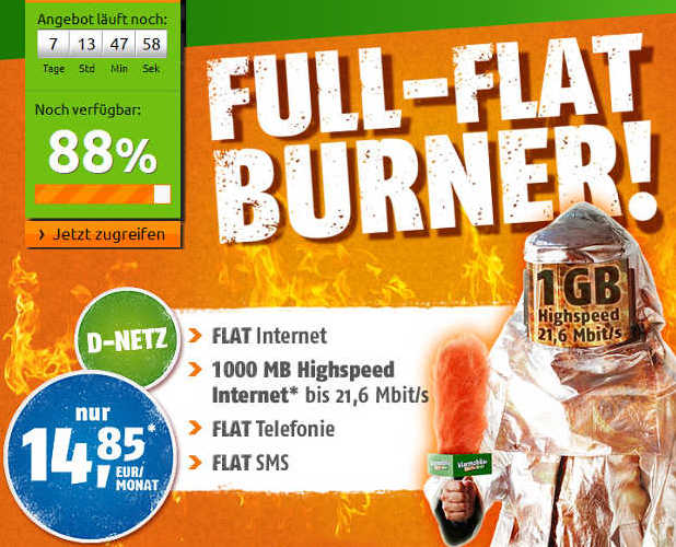 Crash-Tarife 1GB Klarmobil Allnet-Spar-Flat