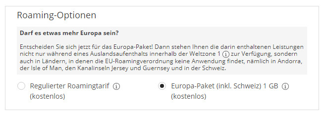 Europa-Paket 1GB Schweiz