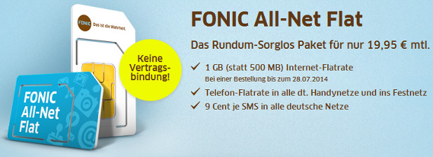 Fonic Allnet Flat 1 GB Prepaid Aktion