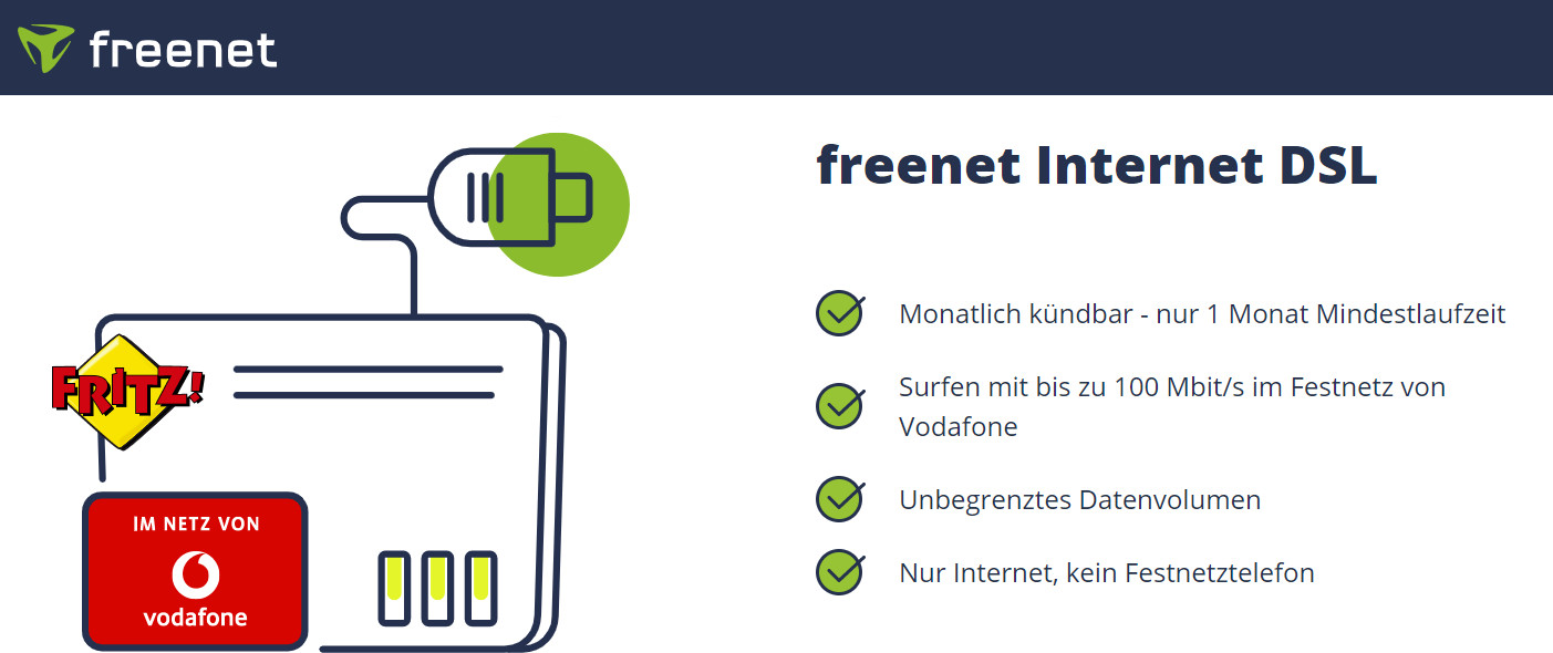 Freenet DSL ohne Festnetz-Telefonie