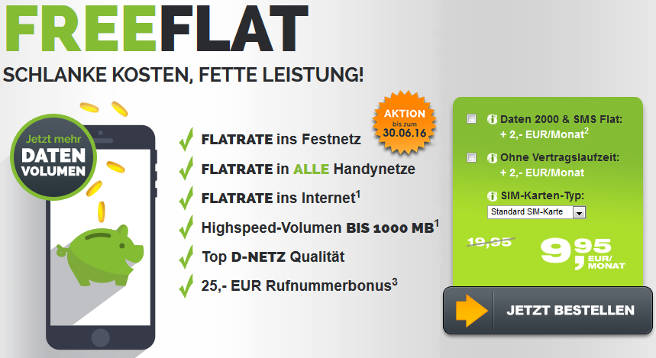 Freenetmobile Freeflat mit und ohne Laufzeit