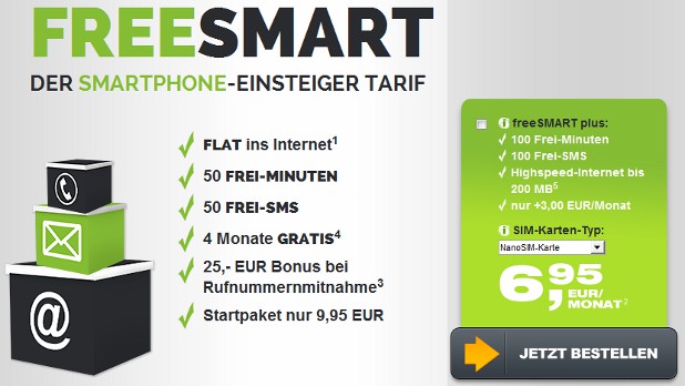 Freenetmobile Freesmart im O2 oder D2 Netz