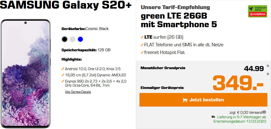 Galaxy S20 Plus Allnet Flat Vertrag