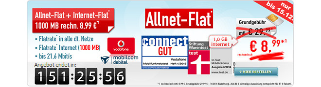 Handybude Vodafone comfort Allnet Flat 8,99 Euro