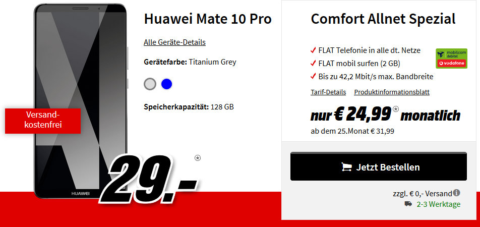 Huawei Mate 10 Pro Allnet Flat Vertrag Media Markt Saturn