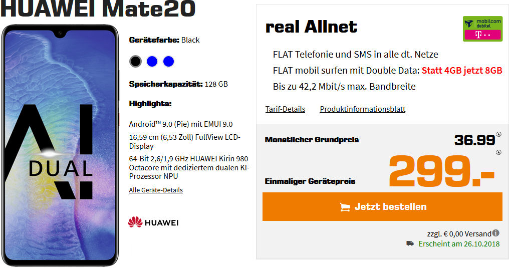 Huawei Mate 20 Allnet Flat Vertrag