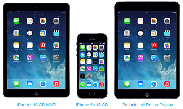 Apple iPhone 5s, iPad Air und iPad mini
