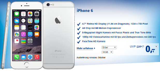 iPhone 6 mit 1&1 Allnet Flat