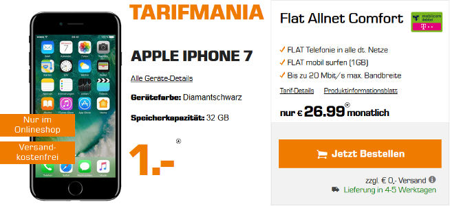 Saturn Tarifmania iPhone 7 Telekom Allnet Flat Vertrag