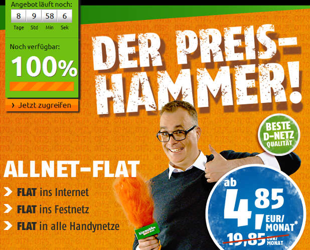 Klarmobil Deal - Allnet Flat Telekom 4,85 Euro