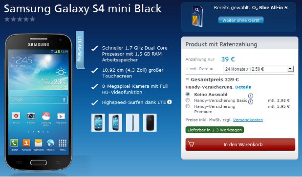 O2 Blue All-in S Samsung Galaxy S4 mini