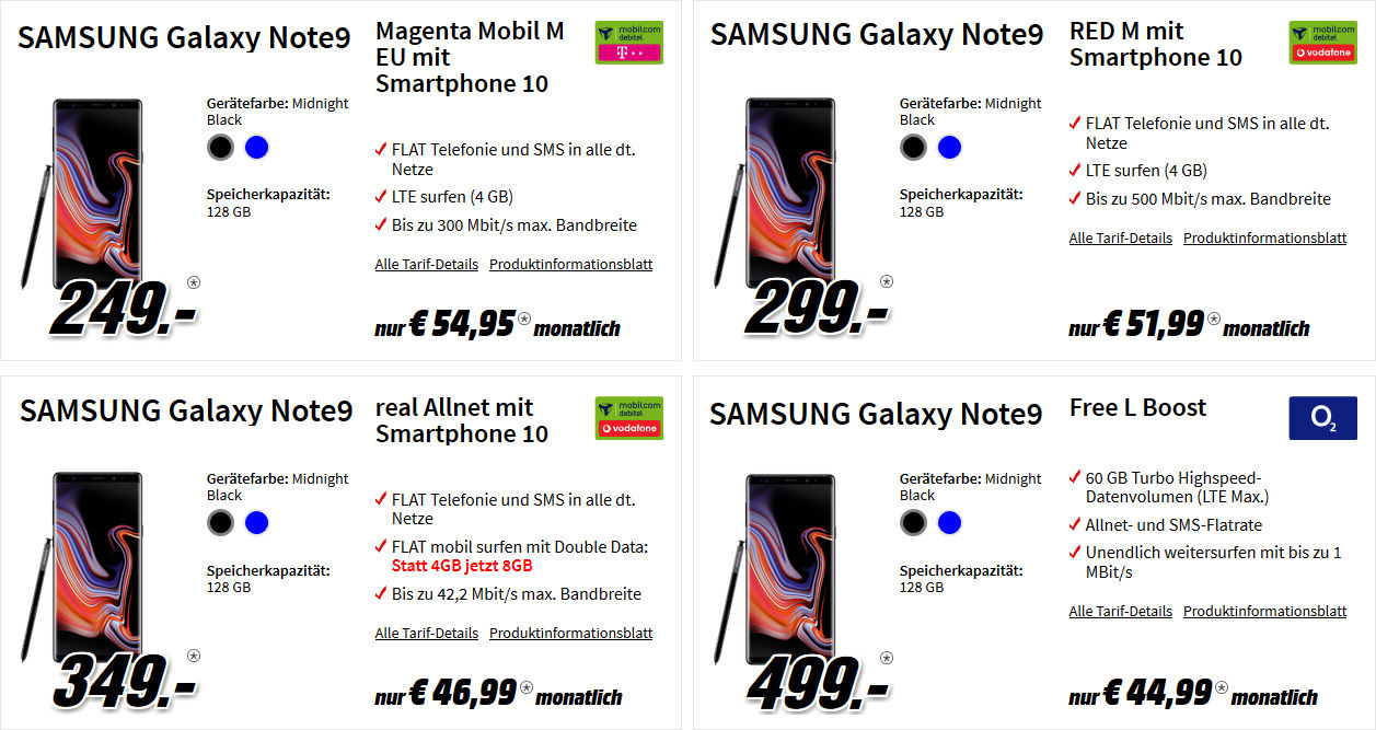 Samsung Galaxy Note 9 Allnet Flat Vertrag