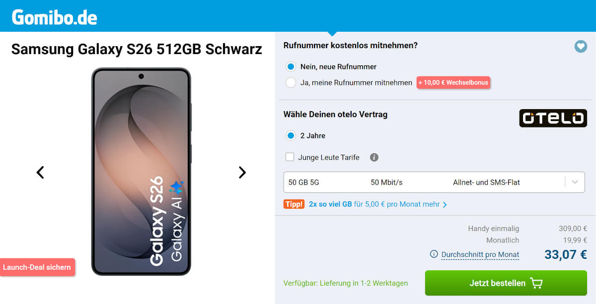 Samsung Galaxy S26 Vertrag