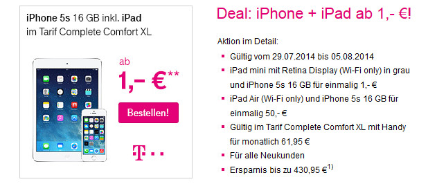 Telekom Allnet Flat iPhone 5s und iPad Air / mini