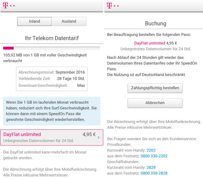 Telekom Dayflat Unlimited ohne Drosselung