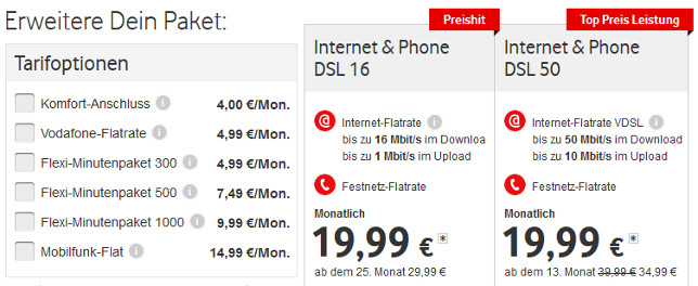 Vodafone DSL Festnetzanschluss Allnet Flat