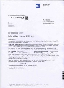 Willkommensbrief GMX Handytarif 1und1